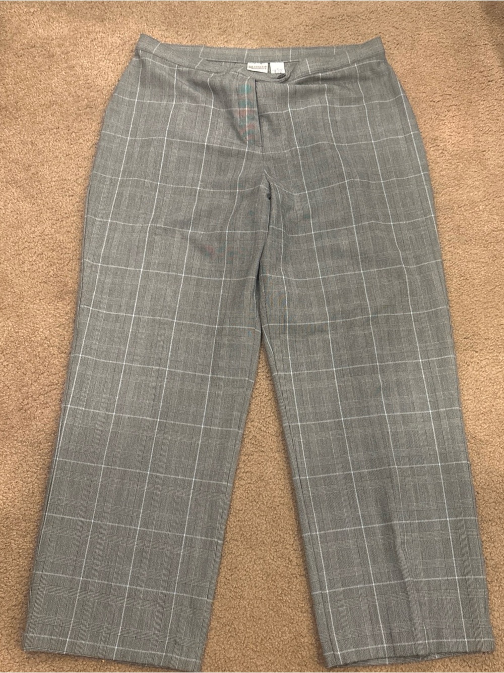 Classic Grey Windowpane woman’s suit Dress Pants Kim Roger’s size 16
